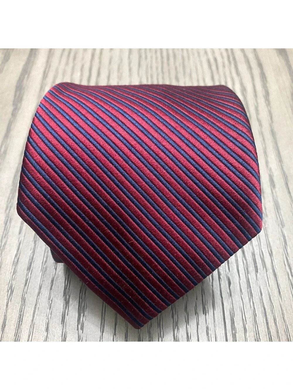 Brooks Brothers Makers Necktie Red Blue Repp Stripe Pure Silk Tie USA England